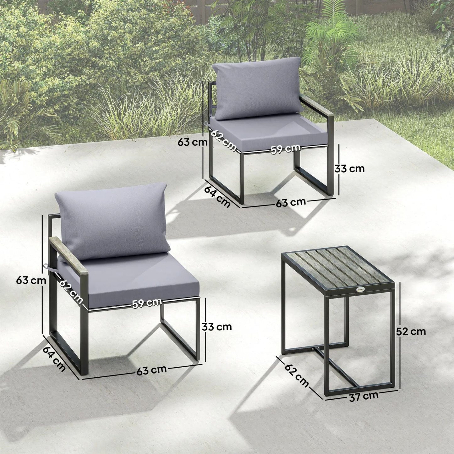 Modulares 3-teiliges Bistro-Set für Balkon und Terrasse – Flexibles Design – 163 cm