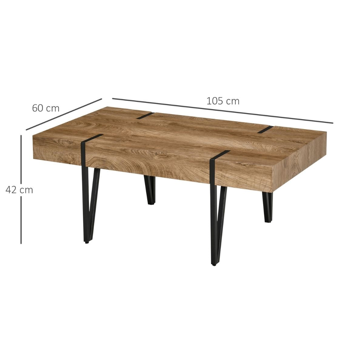 Moderner Couchtisch im Industrial-Stil mit extra starker Tischplatte – 105 x 60 cm