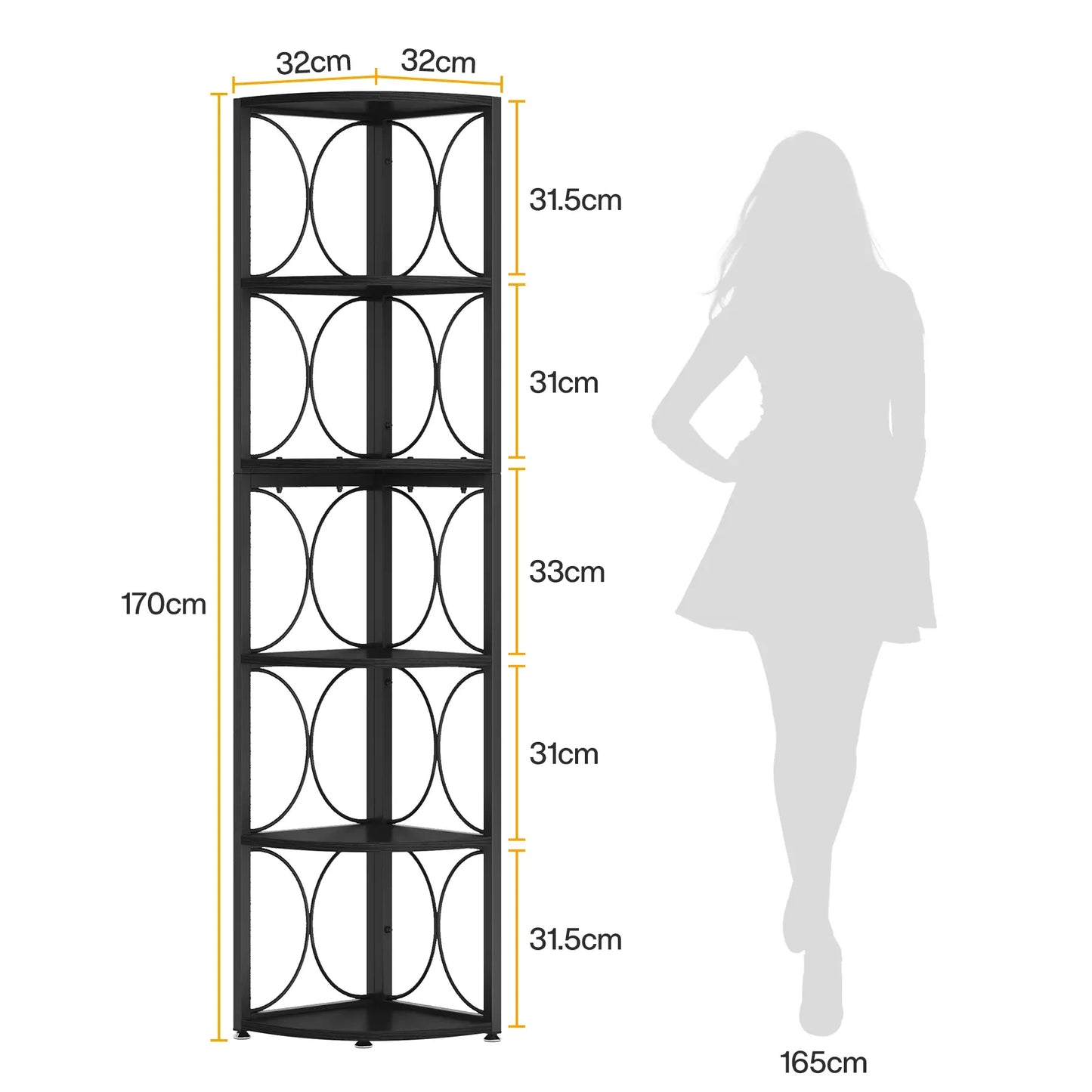 Rustik Schönes Eckregal – Industrielles Design – 170 cm Höhe
