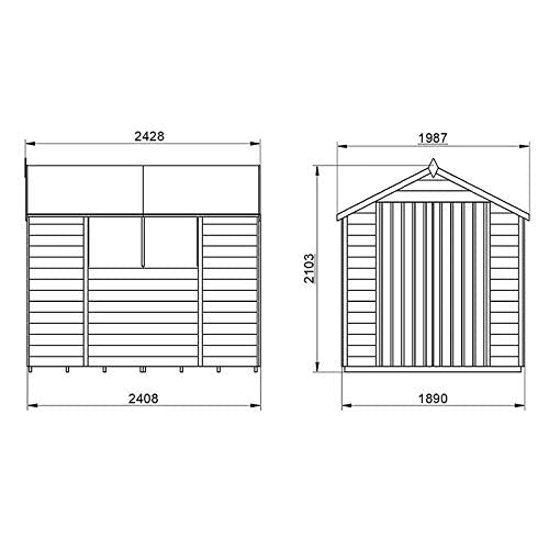 Forest Garden Overlap Pressure Treated 8x6 Apex Shed Double Door