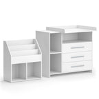 Vicco Oskar Kinderzimmer Set mit Wickelkommode & Spielzeugregal – Umbaubare Babyzimmer Möbel Weiß