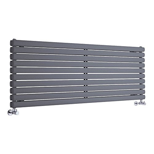 Milano Aruba Modern Anthracite Horizontal Double Panel Oval Column Radiator 590mm x 1790mm