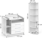 Vicco Oskar Kinderzimmer Set mit Wickelkommode & Spielzeugregal – Umbaubare Babyzimmer Möbel Weiß