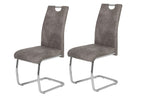 Hela Tische 4er Set Schwingstuhl, Küchenstuhl Flora, Kunstleder Grau, Griffmulde, Metallgestell verchromt, 42x57x98 cm