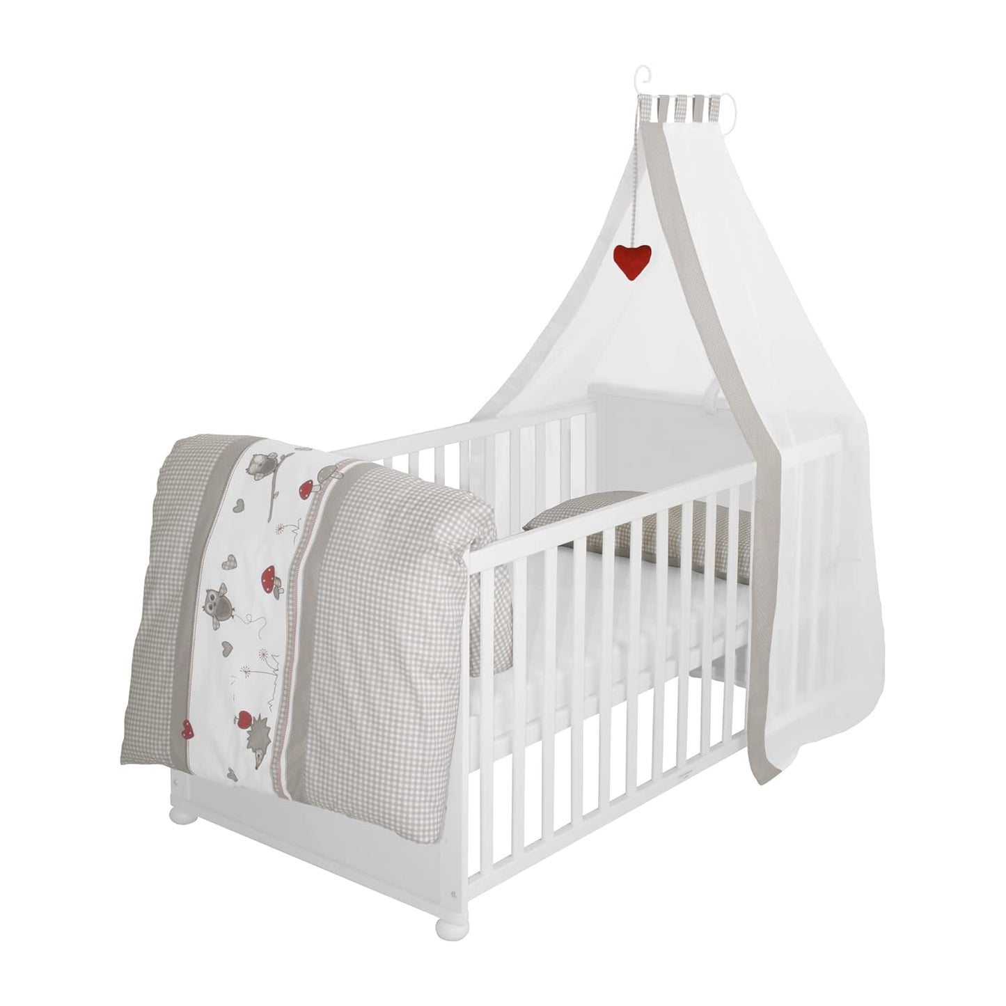roba Babybett Set 70x140 mit Matratze, Bettwäsche & Himmel, Umbaubar zum Juniorbett