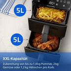 Philips Stacked Airfryer 4000 Serie Heißluftfritteuse, Schwarz/Grau, 10 L