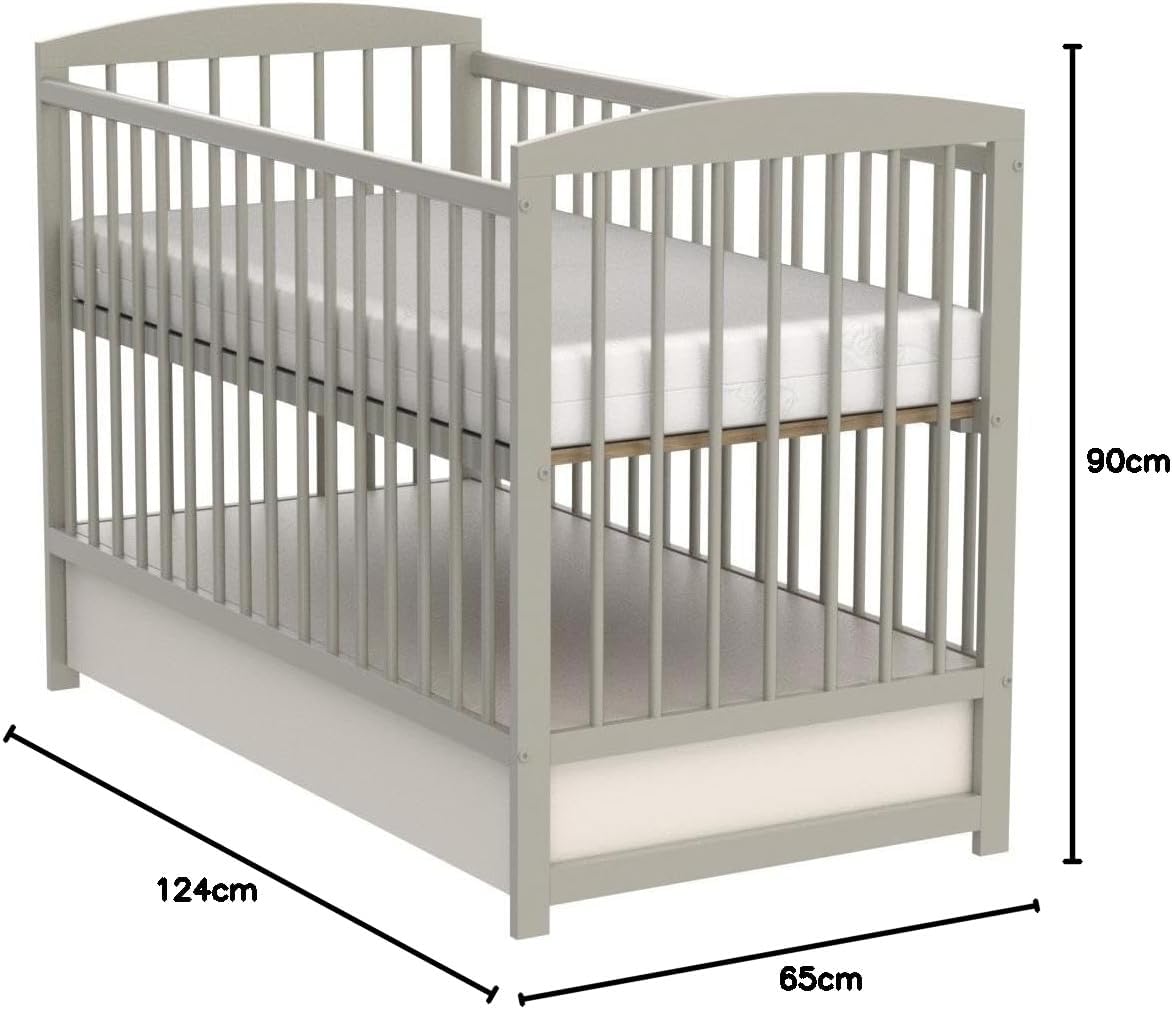 Love For Sleep Babybett 120x60 mit Matratze & Schublade, Höhenverstellbares Kinderbett aus Kiefernholz
