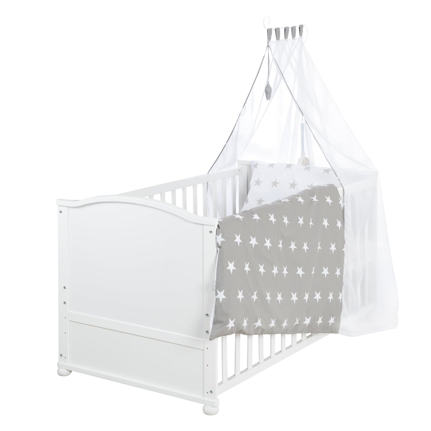 roba Babybett Set 70x140 mit Matratze, Bettwäsche & Himmel, Umbaubar zum Juniorbett