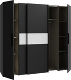 Forte Kalixtus Kleiderschrank mit Schwebetüren – Moderner 4-türiger Kleiderschrank aus Holzwerkstoff mit Kleiderstange & Einlegeböden