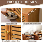 Schuhschrank Holz mit Korbgeflecht-Türen, Moderner Bambus Schuhschränke, Schuhregal mit Stauraum, Shoes Cabinet für Flur, Wohnzimmer, Schlafzimmer,H