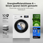 Bomann® Waschmaschine 7kg | max. 1400 U/min | 10 Jahre Motor-Garantie | effizienter, leiser & langlebiger Invertermotor | 15 Programme