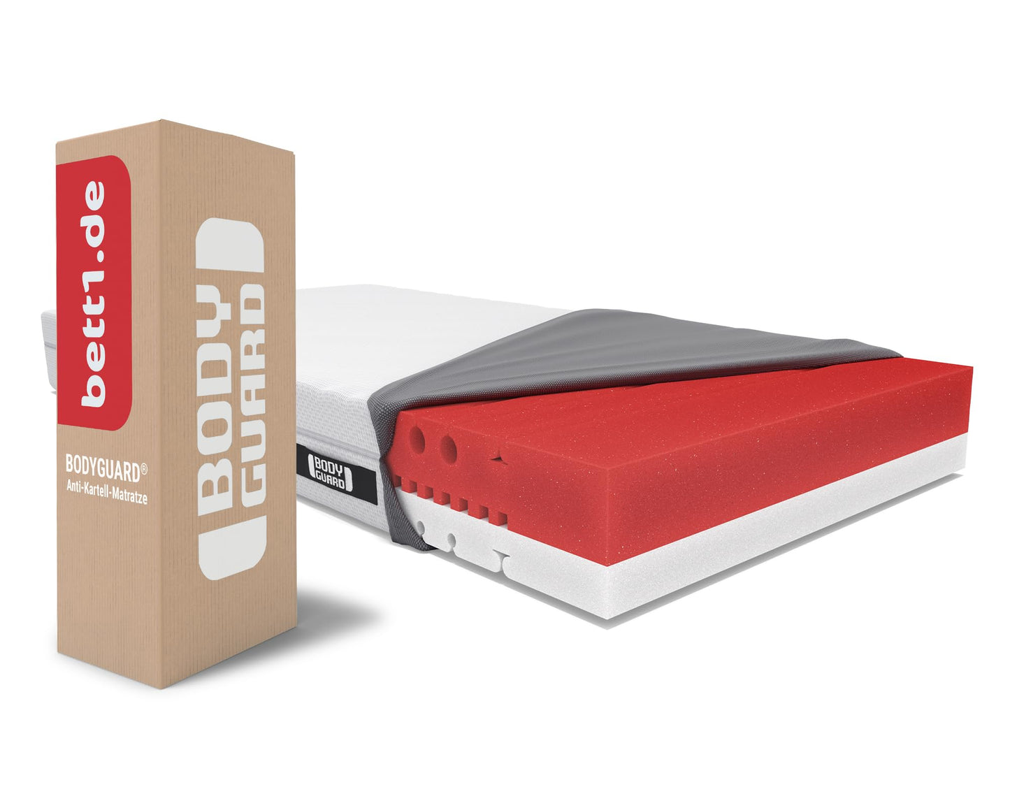 bett1 Bodyguard Matratze Ergonomisch 2in1 Liegehärte QXSchaum Waschbarer Bezug Weiß