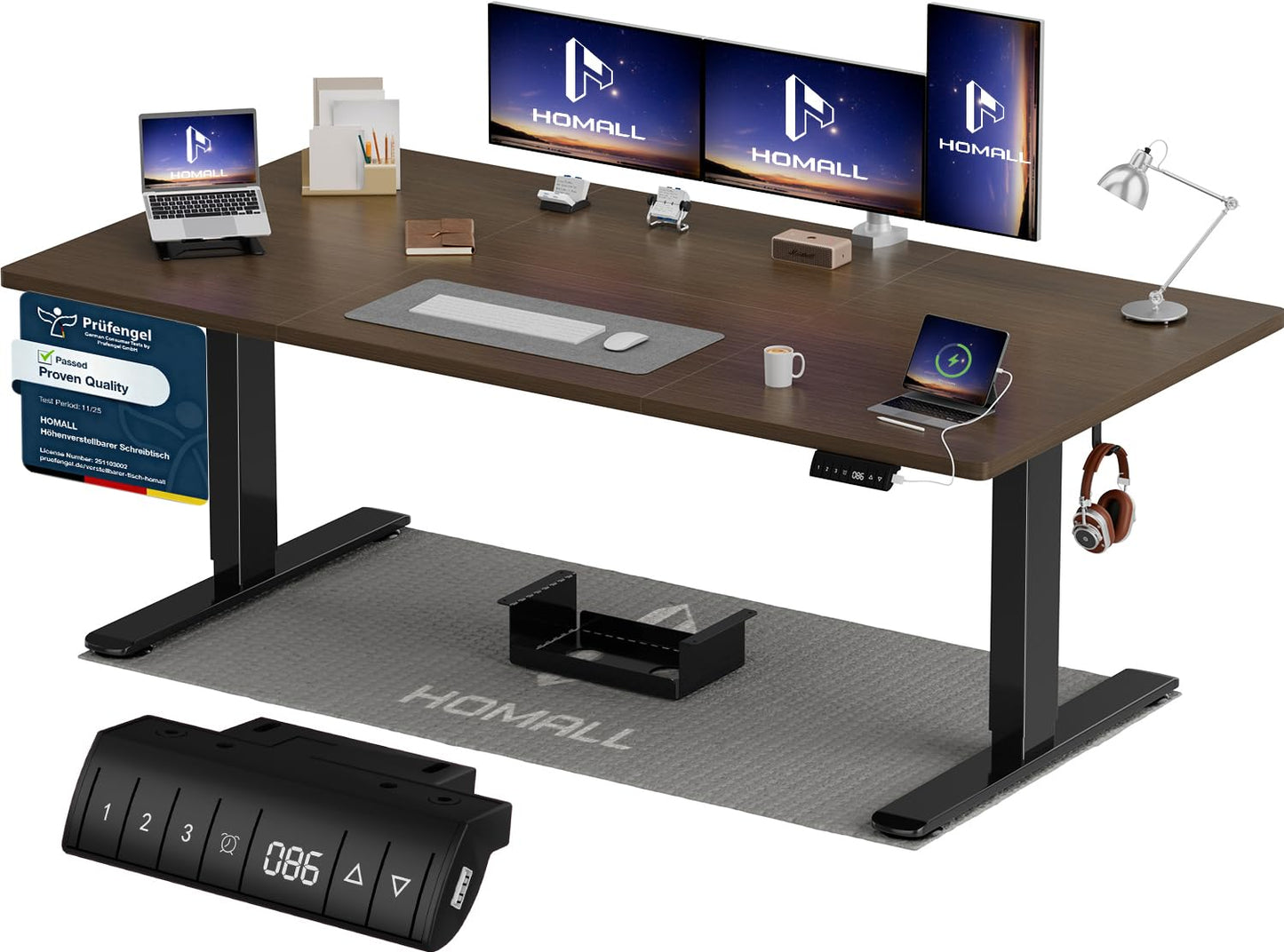 Homall Elektrischer Schreibtisch höhenverstellbar mit USB & Kabelmanagement – Standing Desk mit Memory-Funktion Weiß
