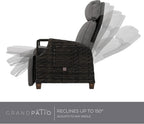 Grand patio Relaxliege Rattan Sonnenliege mit Verstellbarer Rückenlehne & Sitzkissen, Outdoor Liegesessel Braun/Dunkelgrau