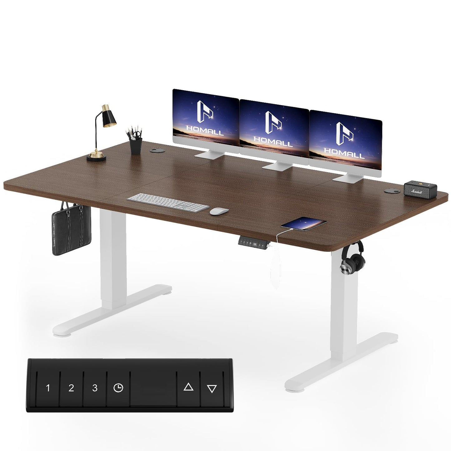 Homall Elektrischer Schreibtisch höhenverstellbar mit USB & Kabelmanagement – Standing Desk mit Memory-Funktion Weiß