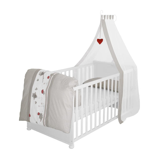 roba Babybett Set 70x140 mit Matratze, Bettwäsche & Himmel, Umbaubar zum Juniorbett