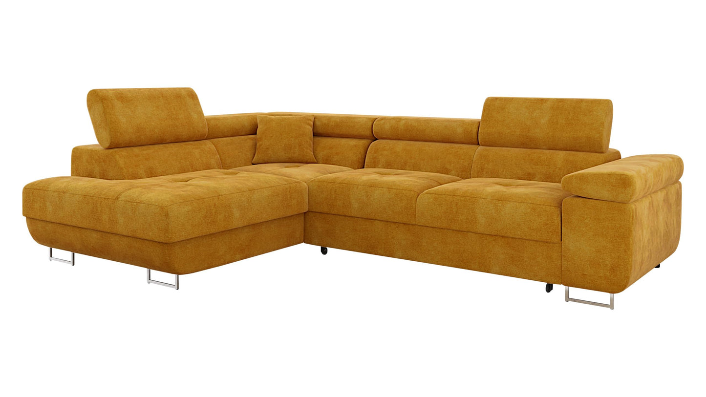 Mirjan24 Torezio Ecksofa mit Schlaffunktion & Bettkasten – L-Form Wohnlandschaft mit verstellbaren Kopfstützen, Schlafsofa für Wohnzimmer