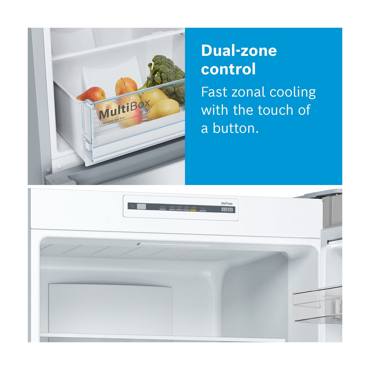 Bosch KGN34NWEAG Serie 2 Freestanding Fridge Freezer no Frost 297L Capacity 60cm Wide