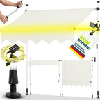 tillvex Klemmmarkise 350cm breit mit Handkurbel | Balkonmarkise ohne Bohren