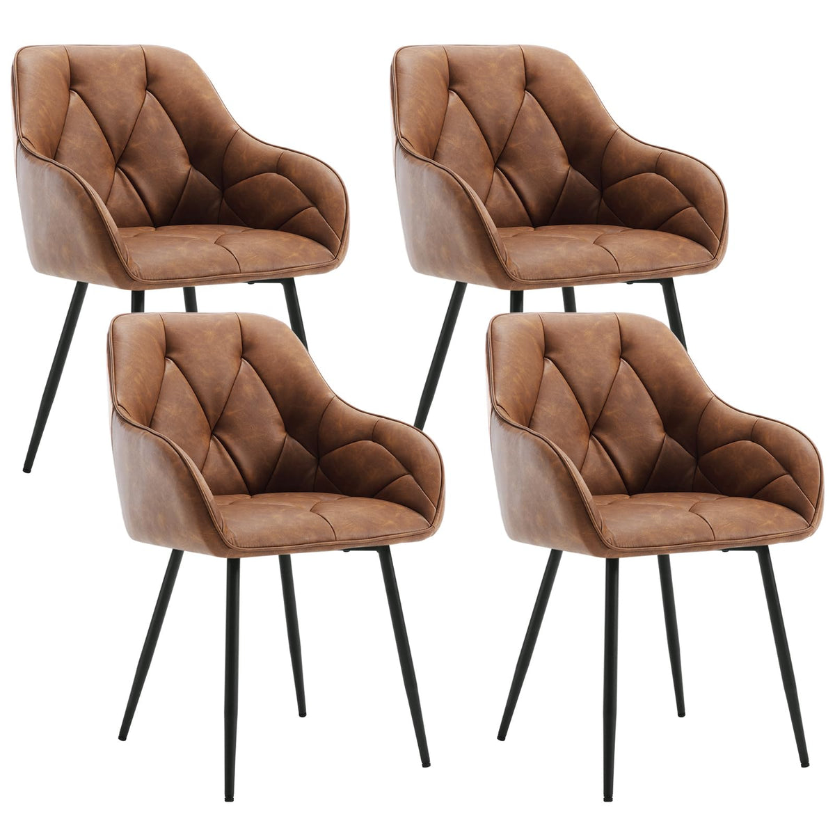 WOLTU Esszimmerstühle 4er Set, für Esszimmer Wohnzimmer, ergonomische Küchenstühle gepolstert mit Armlehnen, Metallbeinen, Sitzfläche aus