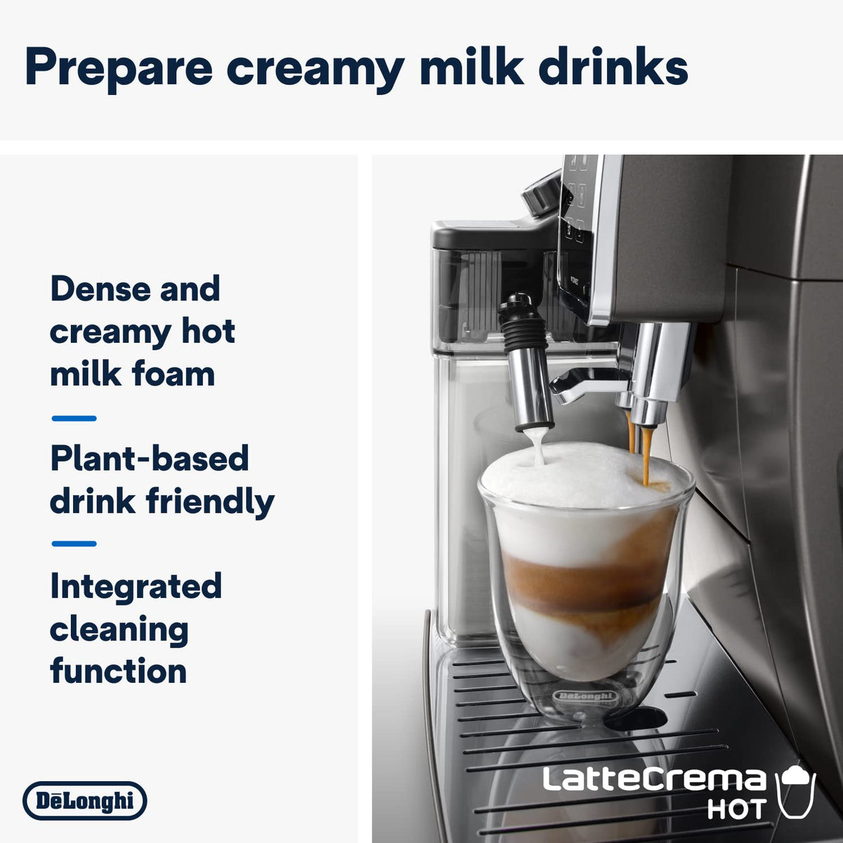 De'Longhi Dinamica Plus ECAM370 95 t Automatic Bean to Cup Coffee Machine Lattecrema Hot