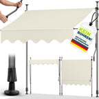 tillvex Klemmmarkise 350cm breit mit Handkurbel | Balkonmarkise ohne Bohren