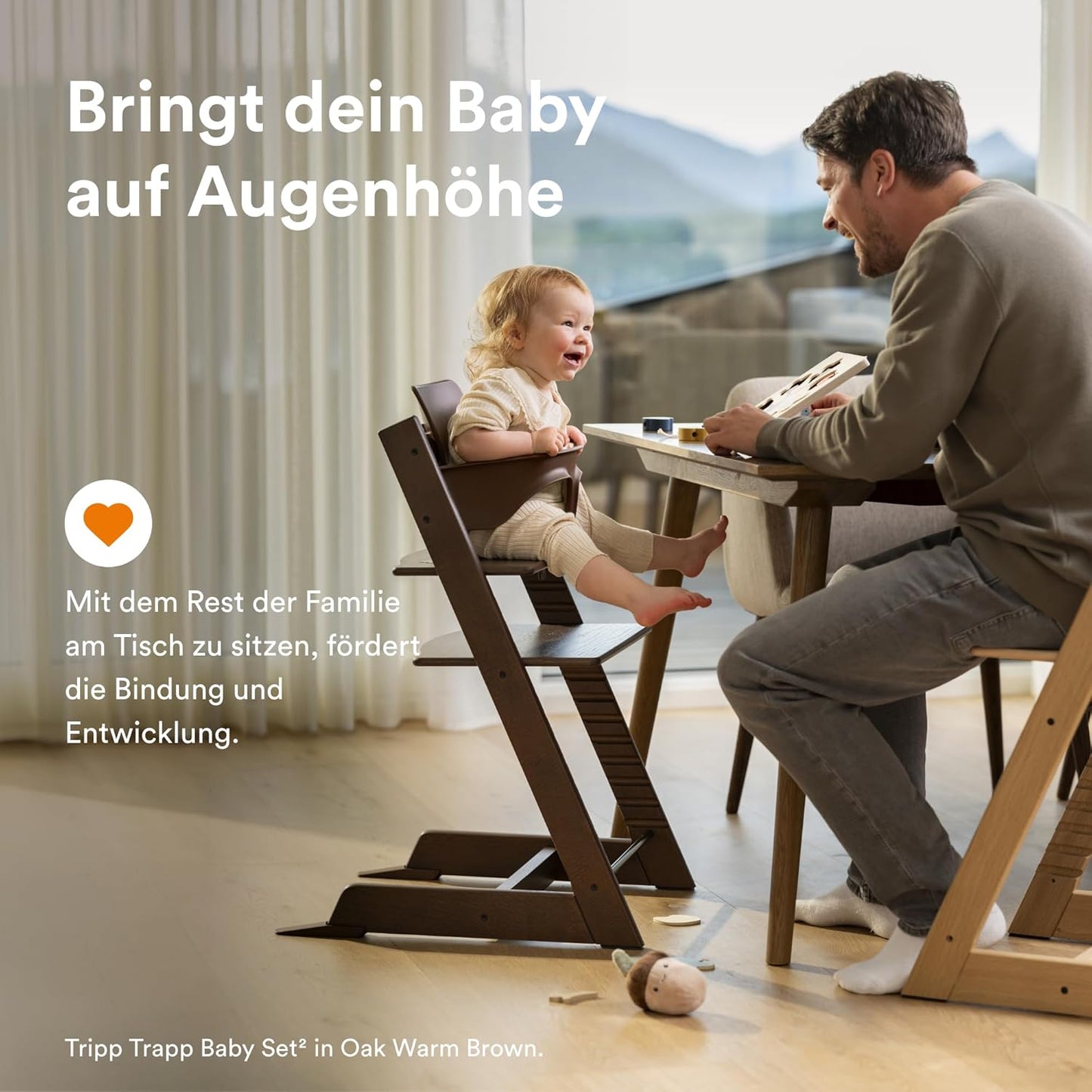 Stokke Tripp Trapp Hochstuhl White mit Baby Set2, Buchenholz, verstellbar 57x46x83 cm