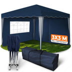 Kronenburg Faltpavillon wasserdicht Dachmaß 3 x 3 m UV Schutz 50+ Pavillon in Champagner mit 4 Seitenteilen