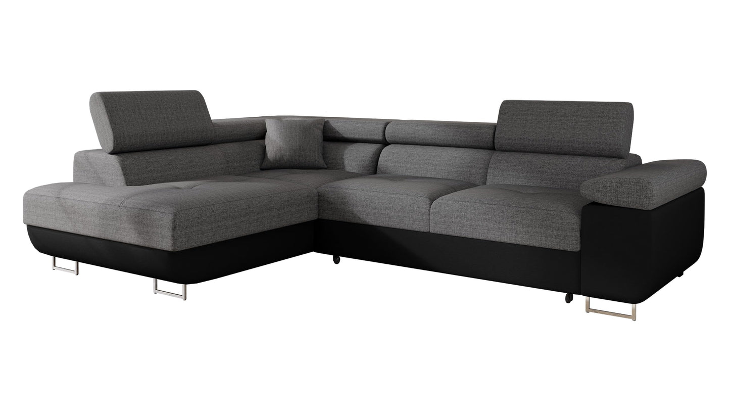 Mirjan24 Torezio Ecksofa mit Schlaffunktion & Bettkasten – L-Form Wohnlandschaft mit verstellbaren Kopfstützen, Schlafsofa für Wohnzimmer