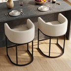 Barhocker 2er Set, 62 cm Leinen, Beige