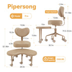 Pipersong ADHS Stuhl ergonomisch mit verstellbaren Armlehnen – Criss Cross Schreibtischstuhl mit Fußstütze & Rollen