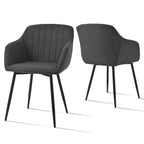 Esszimmerstühle Beige 4er Set mit Armlehnen, Modern Polsterstühle Leinen, Küchenstühle mit Metallgestell für Esszimmer, Wohnzimmer, Küche