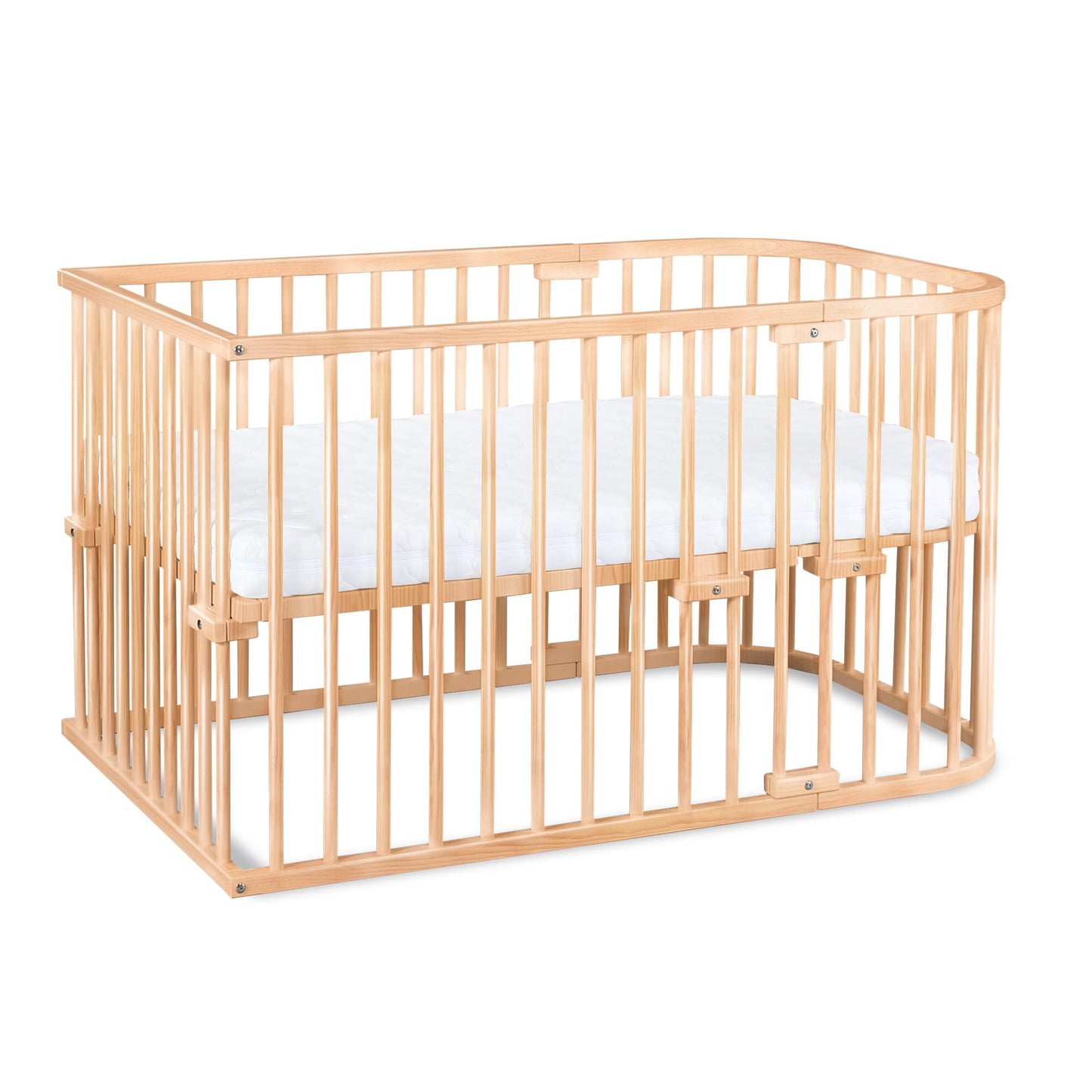 babybay Original Beistellbett aus massivem Buchenholz mit Matratze – Höhenverstellbares mitwachsendes Babybett