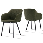 Esszimmerstühle Beige 4er Set mit Armlehnen, Modern Polsterstühle Leinen, Küchenstühle mit Metallgestell für Esszimmer, Wohnzimmer, Küche