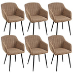 Esszimmerstühle Beige 4er Set mit Armlehnen, Modern Polsterstühle Leinen, Küchenstühle mit Metallgestell für Esszimmer, Wohnzimmer, Küche