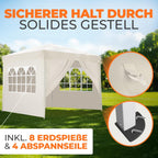 Kronenburg Faltpavillon wasserdicht Dachmaß 3 x 3 m UV Schutz 50+ Pavillon in Champagner mit 4 Seitenteilen