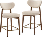VASAGLE Barhocker 2er Set, mit Rückenlehne, Massivholzbeine, in Leinenoptik
