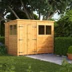 POWER High Grade Premium Pent Garden Wooden Shed with Double Door Pvc Window Sills Door