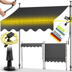 tillvex Klemmmarkise 350cm breit mit Handkurbel | Balkonmarkise ohne Bohren