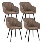 Esszimmerstühle Beige 4er Set mit Armlehnen, Modern Polsterstühle Leinen, Küchenstühle mit Metallgestell für Esszimmer, Wohnzimmer, Küche