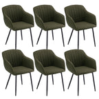 Esszimmerstühle Beige 4er Set mit Armlehnen, Modern Polsterstühle Leinen, Küchenstühle mit Metallgestell für Esszimmer, Wohnzimmer, Küche
