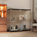 Glasvitrine Standvitrine in Schwarz, 164x42,5x36,5CM Glas Vitrine