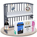 babybay Original Beistellbett aus massivem Buchenholz mit Matratze – Höhenverstellbares mitwachsendes Babybett