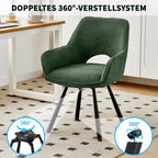 JIJIAN 2er Set 360° Drehbare Esszimmerstühle mit Armlehnen, Grün