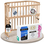 babybay Original Beistellbett aus massivem Buchenholz mit Matratze – Höhenverstellbares mitwachsendes Babybett