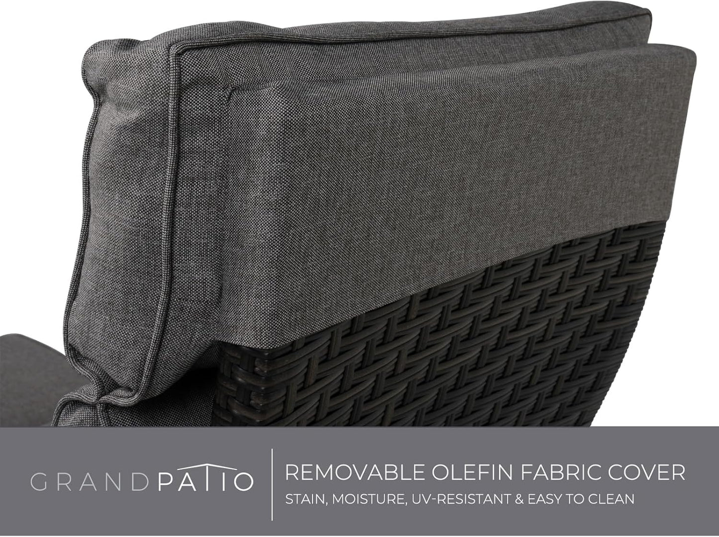 Grand patio Relaxliege Rattan Sonnenliege mit Verstellbarer Rückenlehne & Sitzkissen, Outdoor Liegesessel Braun/Dunkelgrau