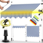tillvex Klemmmarkise 350cm breit mit Handkurbel | Balkonmarkise ohne Bohren