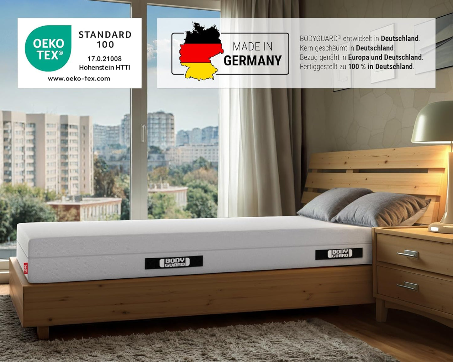 bett1 Bodyguard Matratze Ergonomisch 2in1 Liegehärte QXSchaum Waschbarer Bezug Weiß