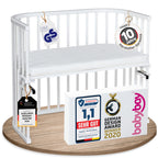 babybay Original Beistellbett aus massivem Buchenholz mit Matratze – Höhenverstellbares mitwachsendes Babybett