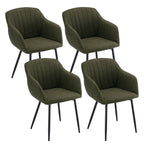 Esszimmerstühle Beige 4er Set mit Armlehnen, Modern Polsterstühle Leinen, Küchenstühle mit Metallgestell für Esszimmer, Wohnzimmer, Küche